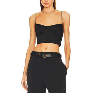 Helsa 'Stretch' Black Cotton Sateen Bustier Size S